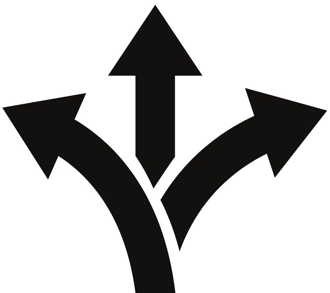 Three directional arrow